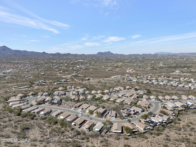 bird's eye view featuring a residential view and a mountain view