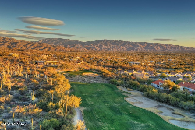 drone / aerial view featuring a mountain view