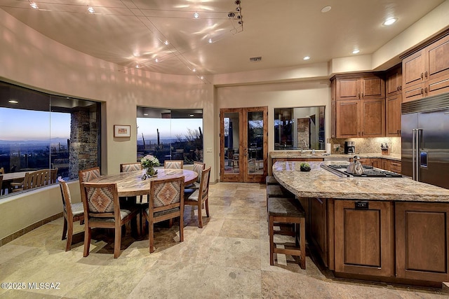 dining room featuring french doors