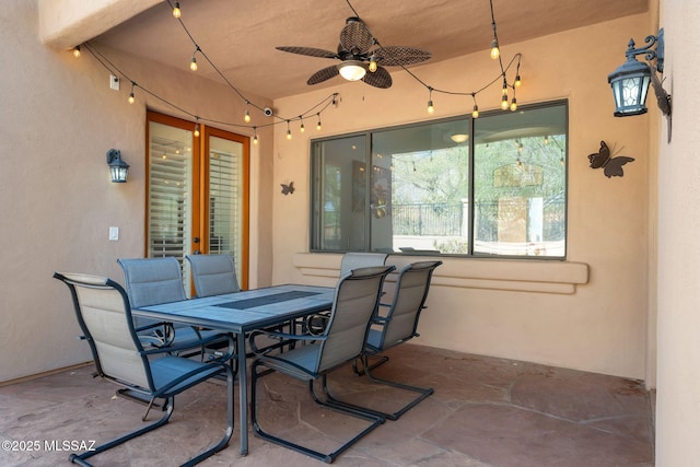 view of patio with ceiling fan