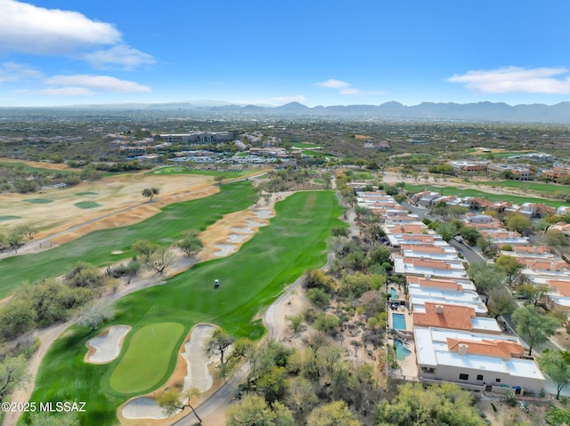 drone / aerial view featuring a mountain view