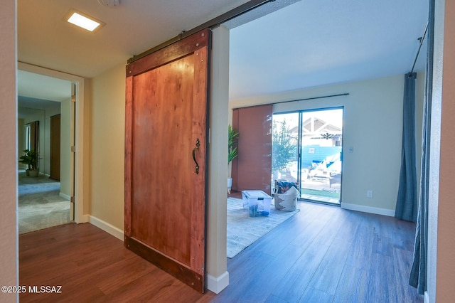 doorway featuring hardwood / wood-style floors