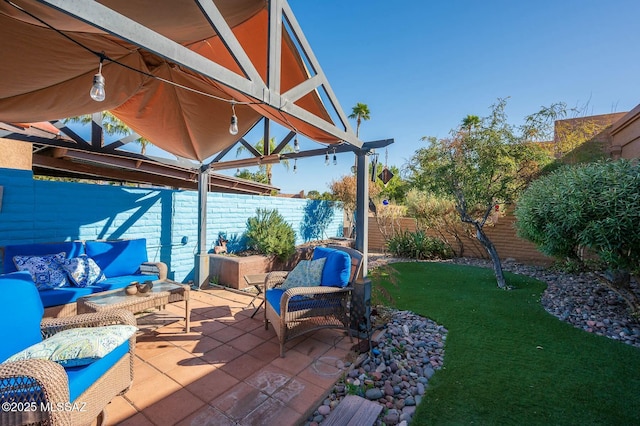 view of patio featuring an outdoor living space