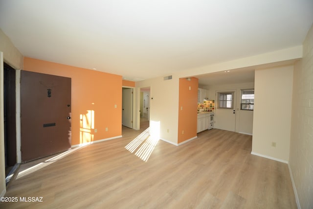 unfurnished living room featuring light hardwood / wood-style flooring