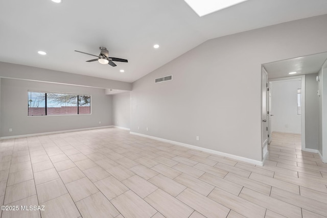 3098 S Giovanna Dr, Tucson, AZ 85730 - empty room with ceiling fan, recessed lighting, vaulted ceiling, and baseboards