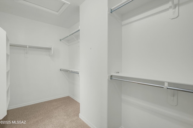 spacious closet featuring light carpet