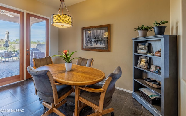 13289 E Wranglers Rest Dr, Vail, AZ 85641 - dining room with french doors, baseboards, and a ceiling fan
