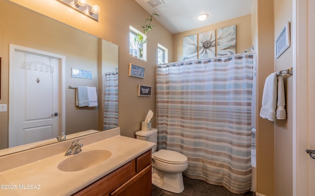 13289 E Wranglers Rest Dr, Vail, AZ 85641 - bathroom featuring vanity, toilet, and curtained shower