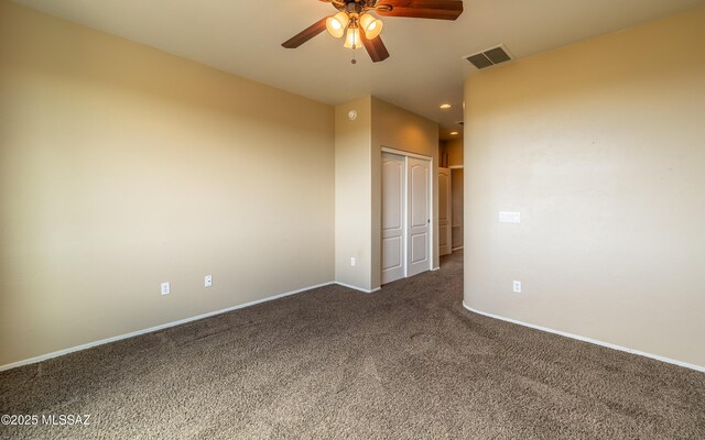 13289 E Wranglers Rest Dr, Vail, AZ 85641 - unfurnished bedroom with carpet flooring, baseboards, recessed lighting, a closet, and ceiling fan
