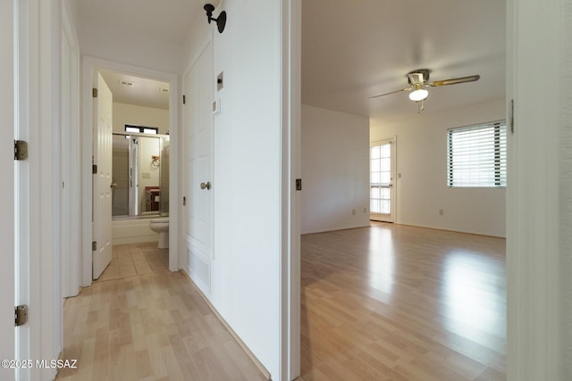 hall featuring light wood-style floors