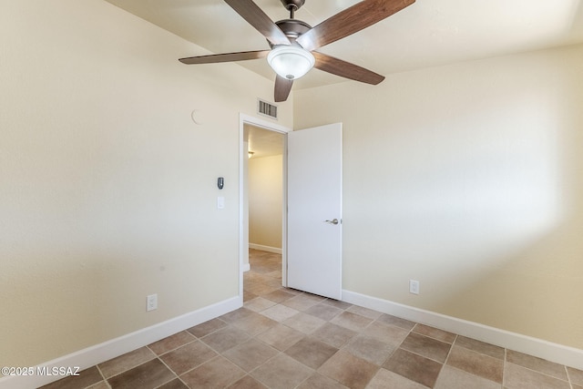 spare room featuring ceiling fan