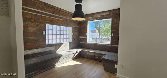 bathroom with hardwood / wood-style flooring