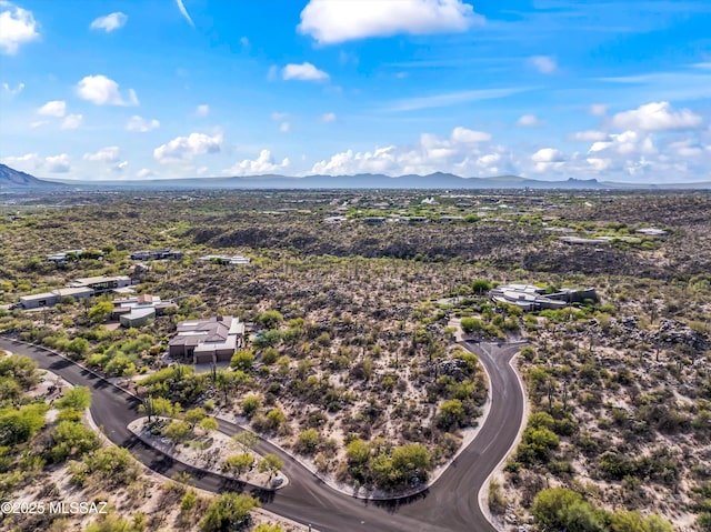 bird's eye view with a mountain view