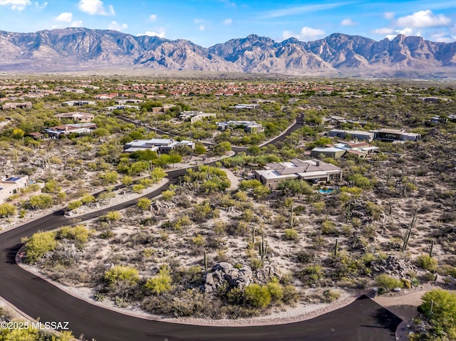 birds eye view of property with a mountain view