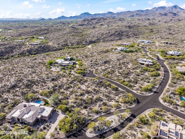 drone / aerial view with a mountain view