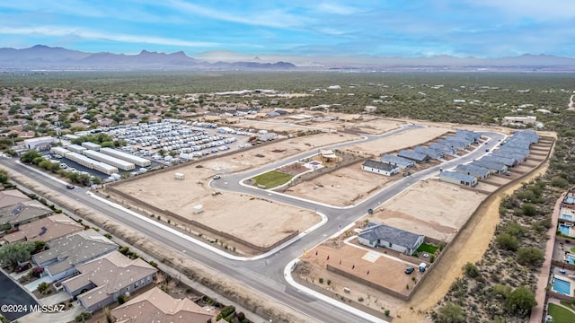 aerial view featuring a residential view and a mountain view