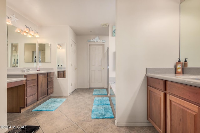 bathroom with vanity and tile patterned floors