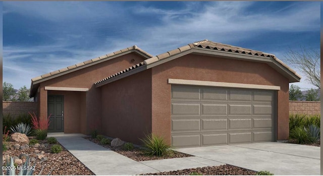 view of front of house with a garage