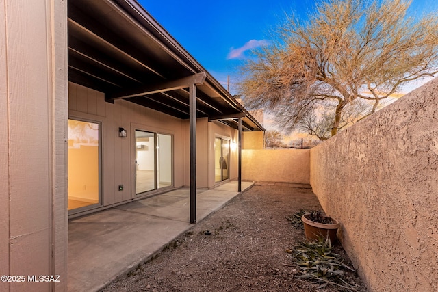 exterior space featuring a patio and a fenced backyard