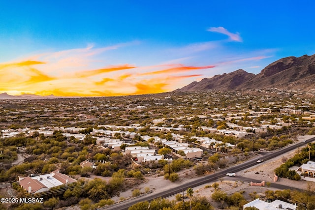 birds eye view of property featuring a residential view and a mountain view