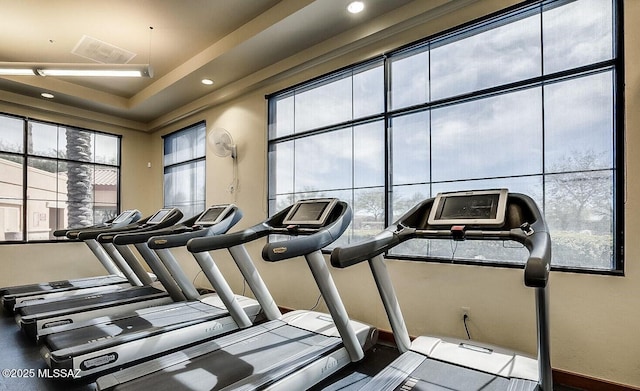 gym with plenty of natural light