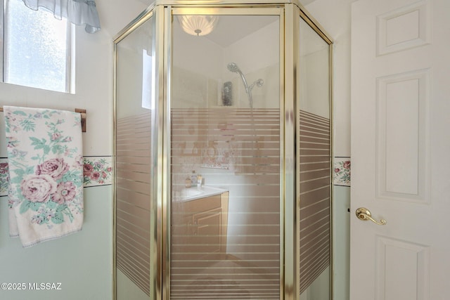 bathroom featuring walk in shower
