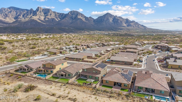 aerial view with a residential view and a mountain view