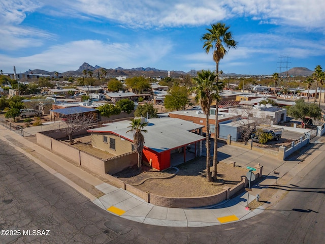 aerial view with a residential view and a mountain view