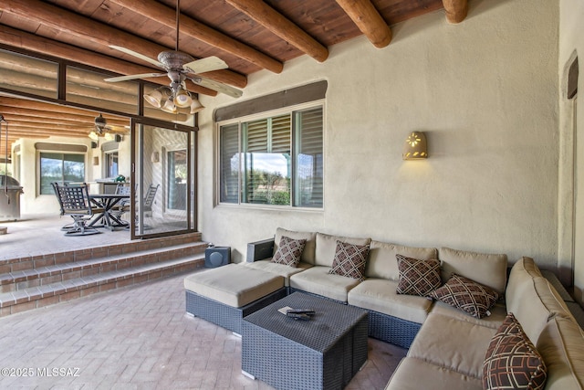 view of patio / terrace featuring outdoor lounge area and ceiling fan