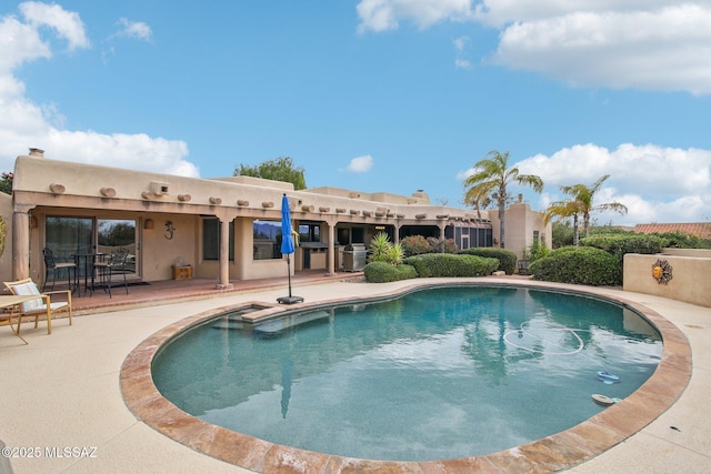 view of swimming pool with a patio area