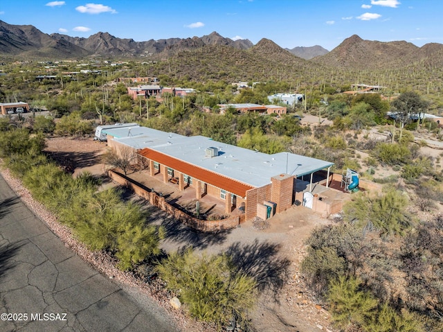 drone / aerial view with a mountain view