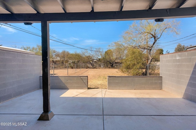 view of patio featuring a fenced backyard