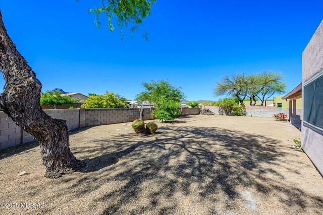 view of yard with a fenced backyard