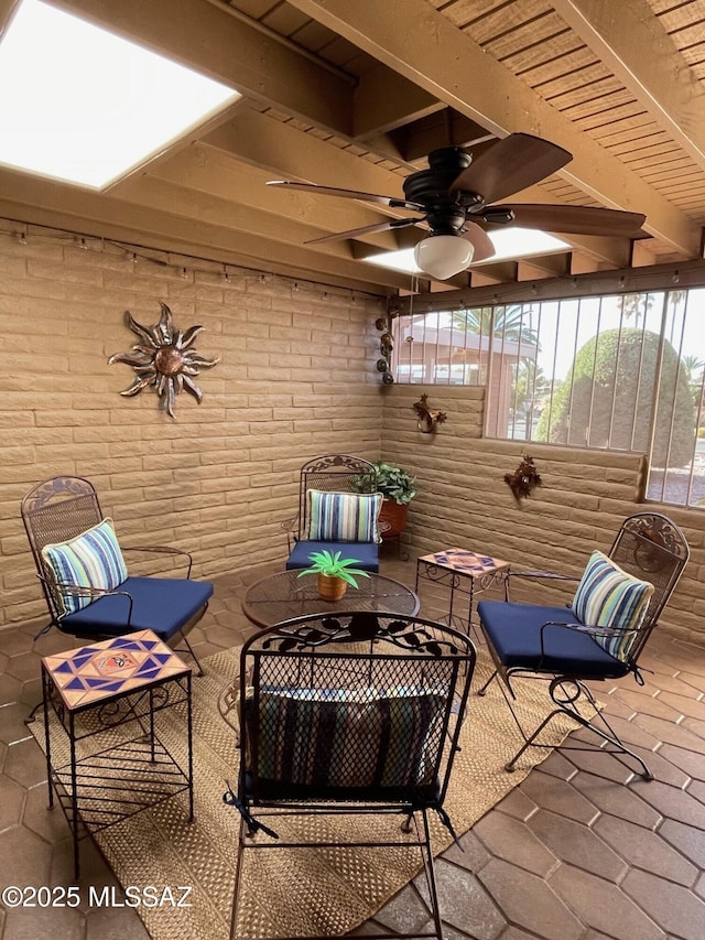 view of patio / terrace featuring ceiling fan and outdoor dining space