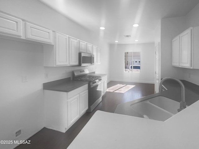 kitchen with white cabinets, stainless steel appliances, and a sink