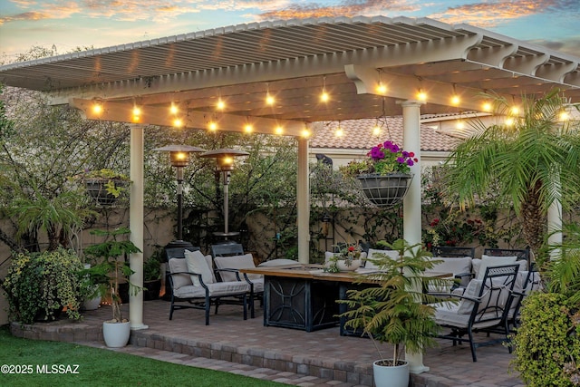 view of patio / terrace featuring a pergola