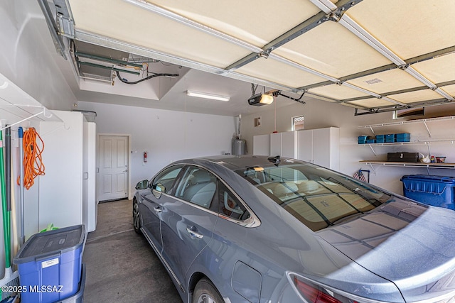 garage with a garage door opener