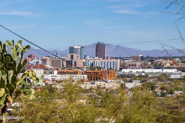 property's view of city featuring a mountain view