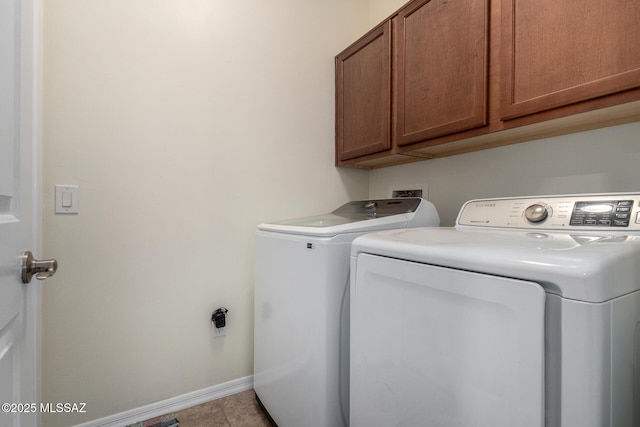 laundry area featuring cabinets and washer and dryer