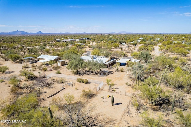 aerial view with view of desert and a mountain view