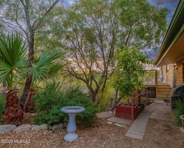 view of yard with a deck