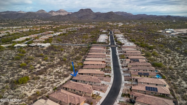 bird's eye view with a mountain view