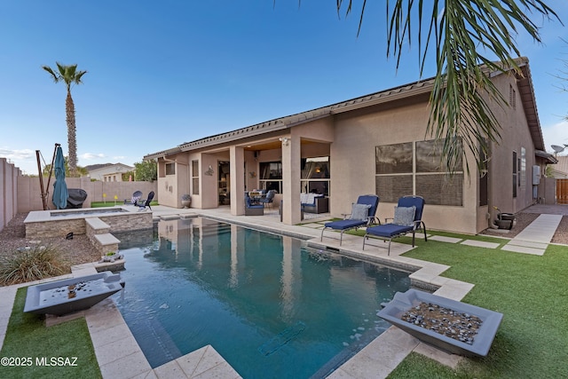 view of pool with a patio area, a fenced backyard, and a fenced in pool