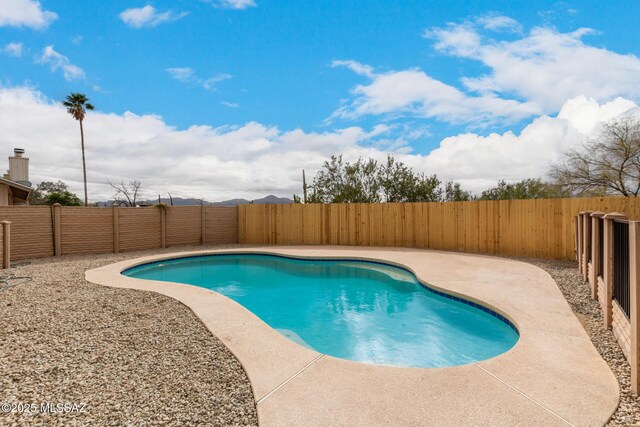 view of pool with a fenced in pool, a patio, and a fenced backyard