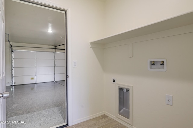 laundry area featuring electric dryer hookup and hookup for a washing machine