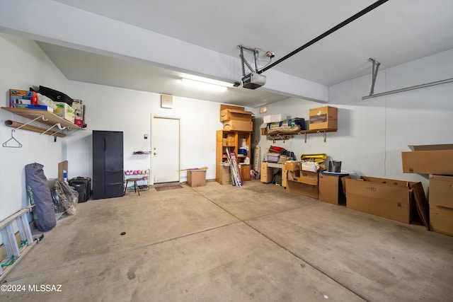 garage with a garage door opener