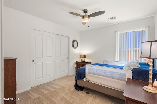 5897 E Cedarbird Dr, Tucson, AZ 85756 - carpeted bedroom featuring ceiling fan and a closet