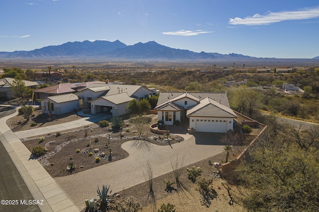 drone / aerial view with a mountain view