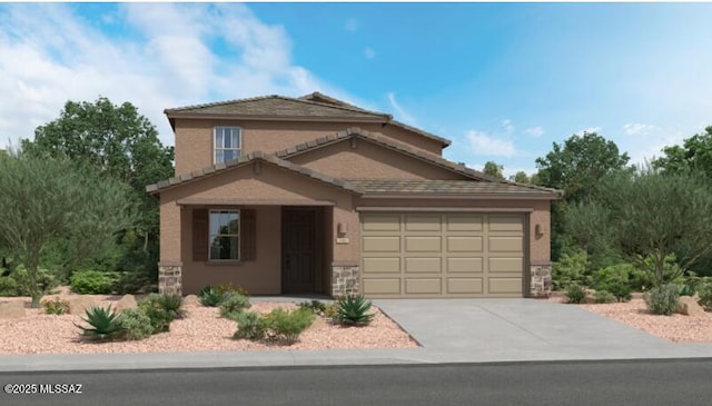 view of front of property with a garage