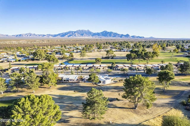 drone / aerial view with a mountain view